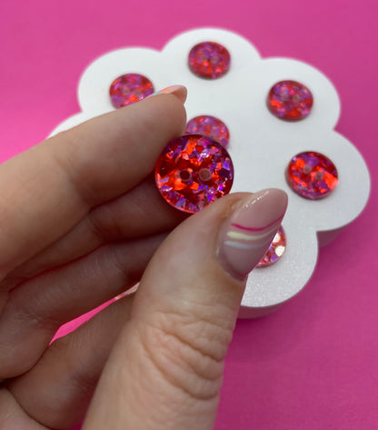 Red and Pink Berry Confetti Buttons