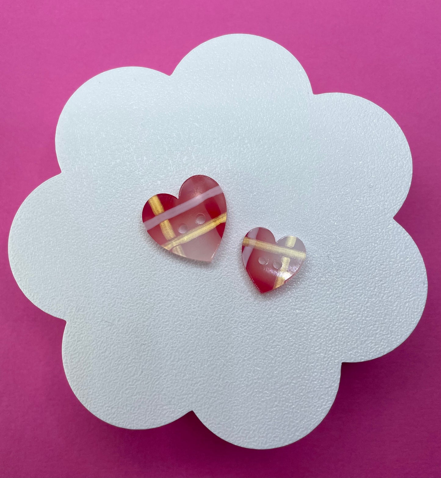 Red Tartan Heart Buttons
