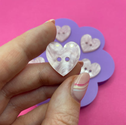 Baby Pink Heart Pearl Buttons
