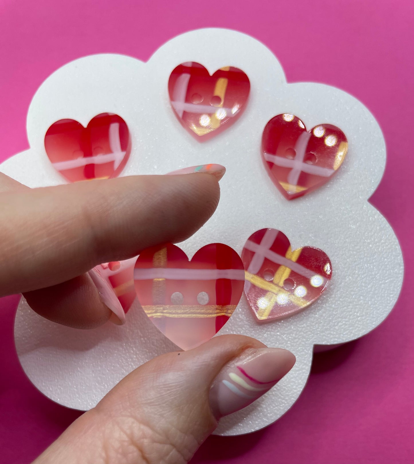Red Tartan Heart Buttons