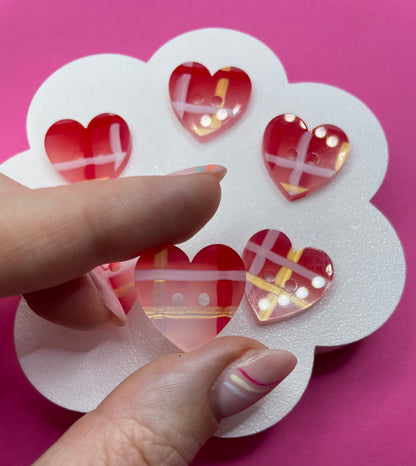 Red Tartan Heart Buttons