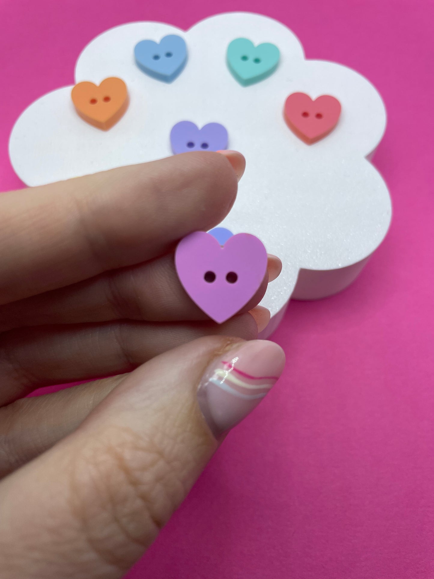 Rainbow Mix Heart Buttons