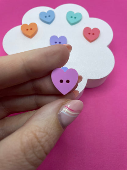 Rainbow Mix Heart Buttons