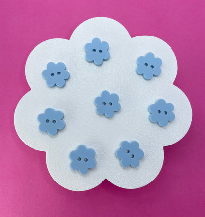 Sweet Pastel Candy Floss Blue Buttons (round, heart and flower)