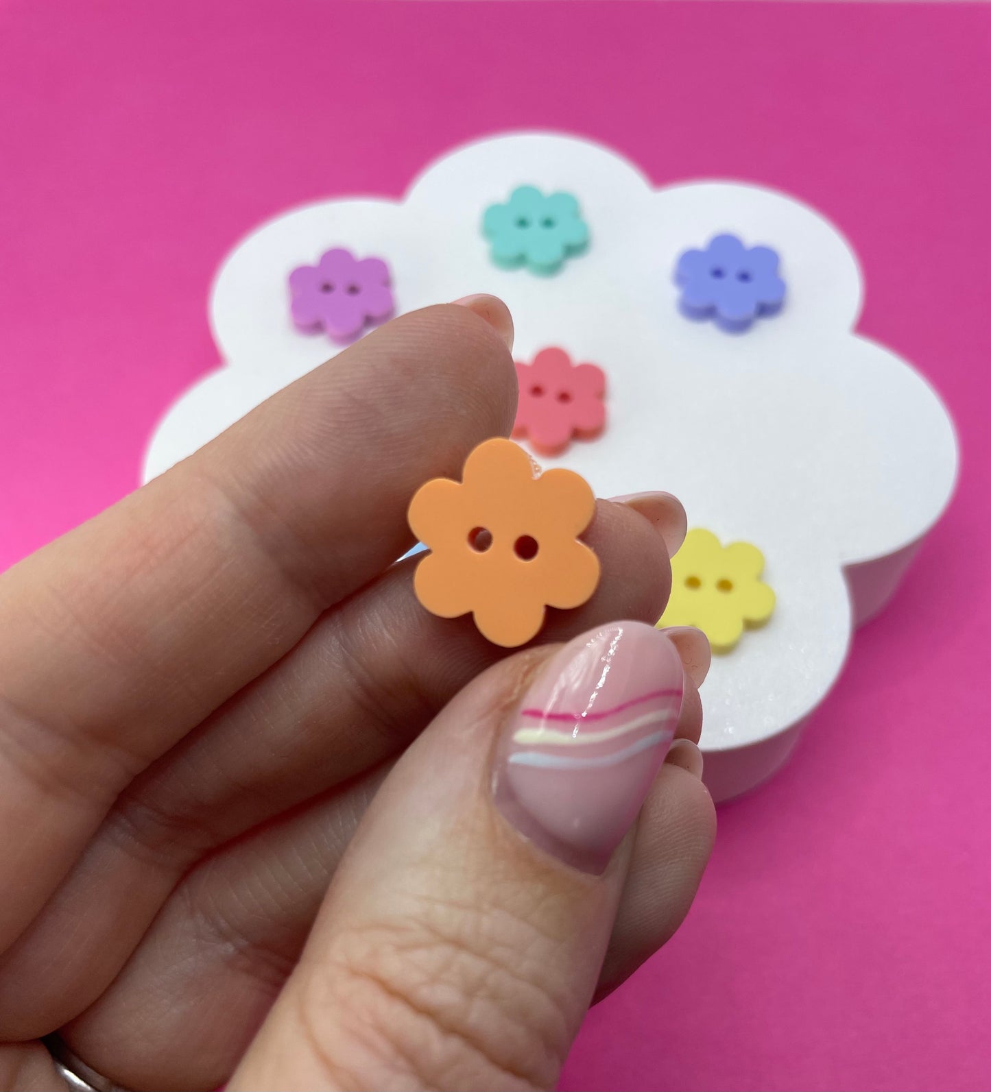 Rainbow Mix Flower Buttons