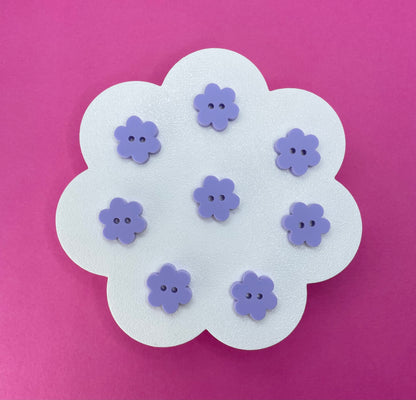Sweet Pastel Parma Violet Buttons (round, heart and flower)