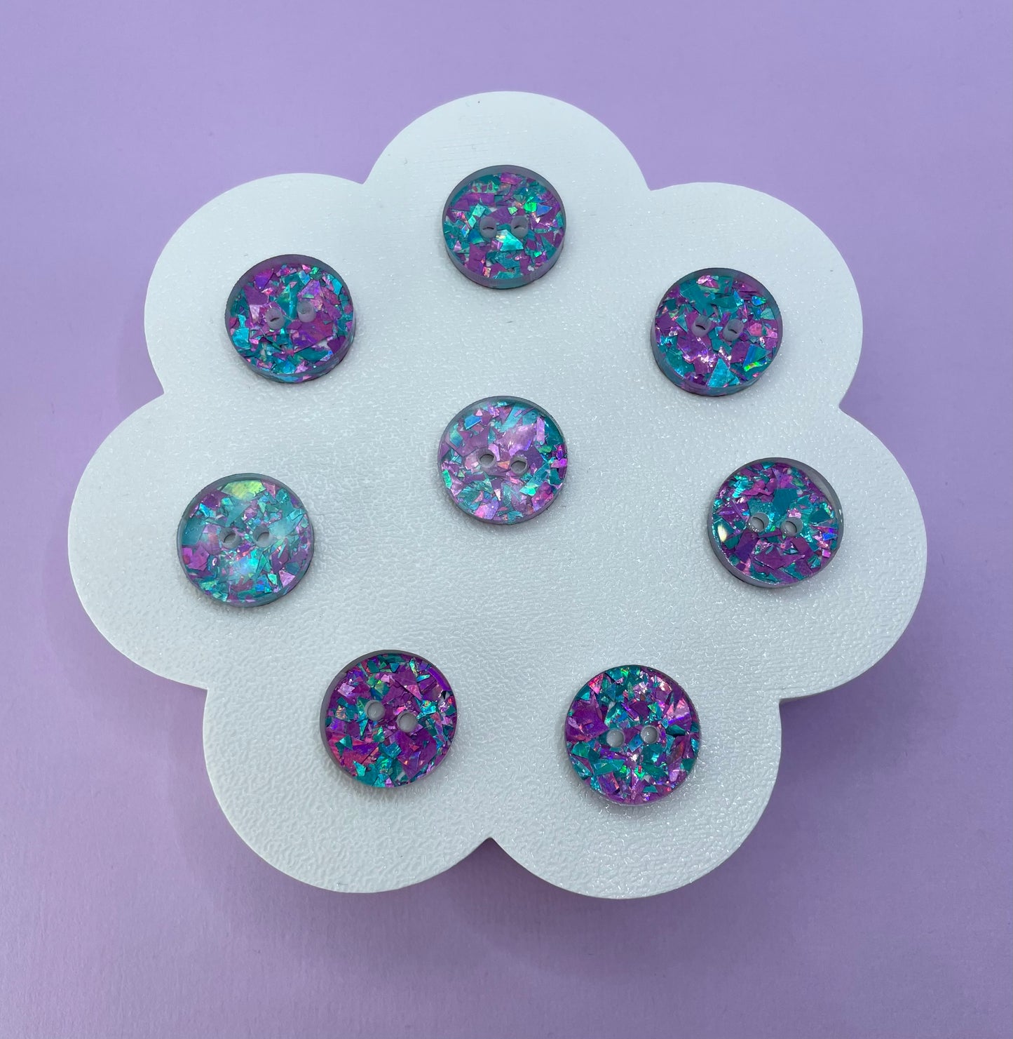 Lilac and Turquoise Confetti Buttons