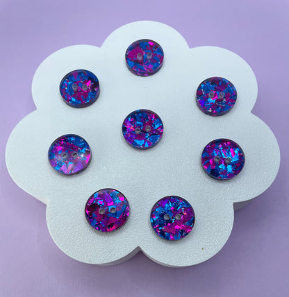 Purple Rainbow Confetti Buttons