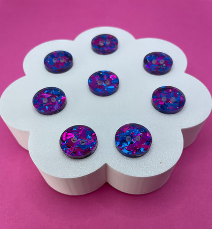 Purple Rainbow Confetti Buttons