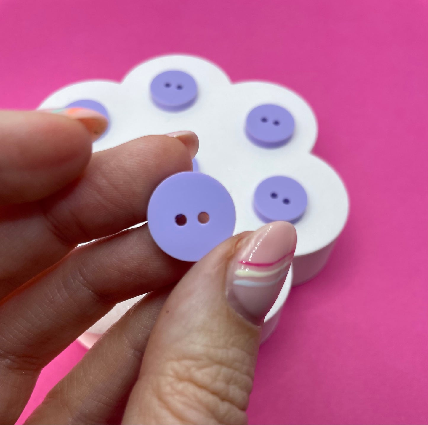 Sweet Pastel Parma Violet Buttons (round, heart and flower)