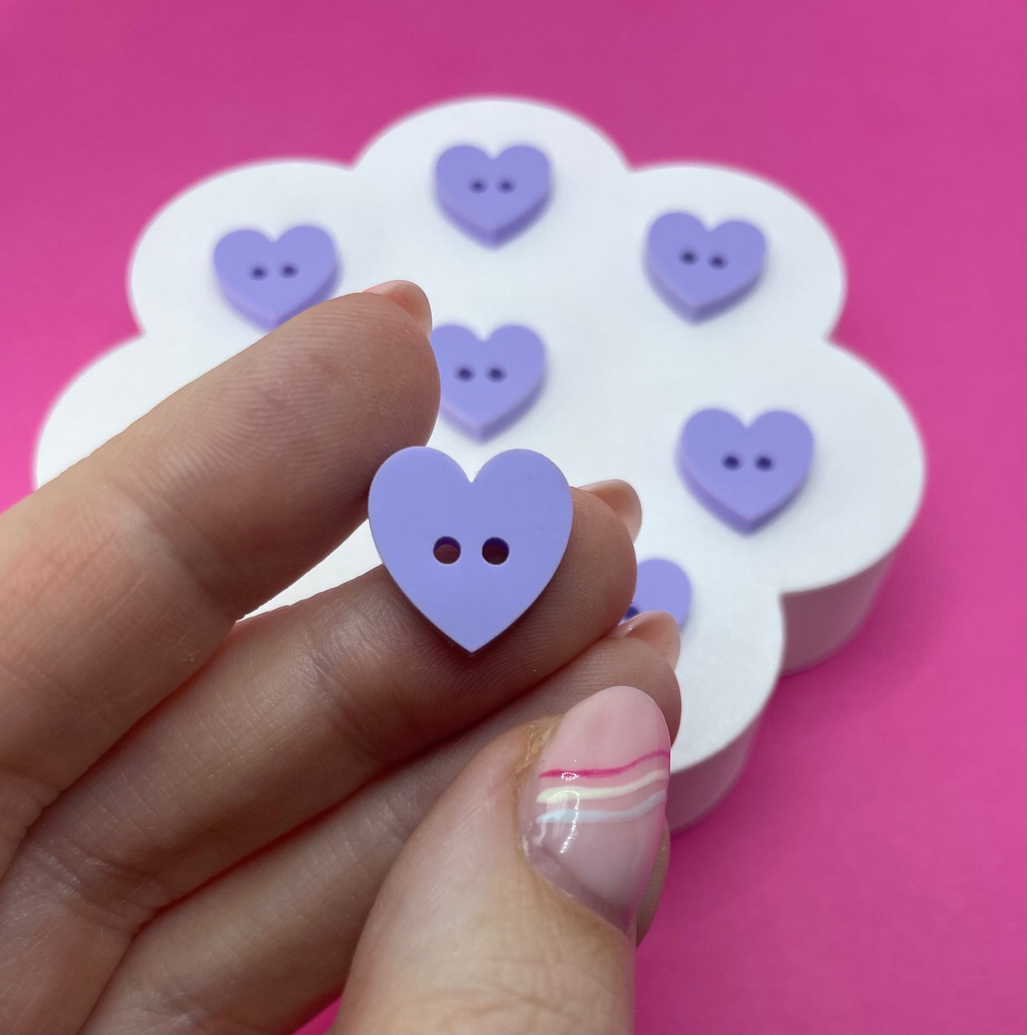 Sweet Pastel Parma Violet Buttons (round, heart and flower)