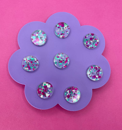 Teal and Pink Chunky Glitter Buttons