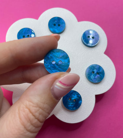 Cyan Blue Glittering Pearl Buttons