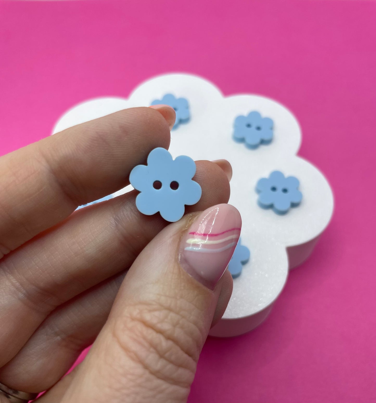 Sweet Pastel Candy Floss Blue Buttons (round, heart and flower)