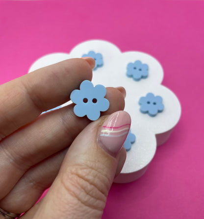 Sweet Pastel Candy Floss Blue Buttons (round, heart and flower)