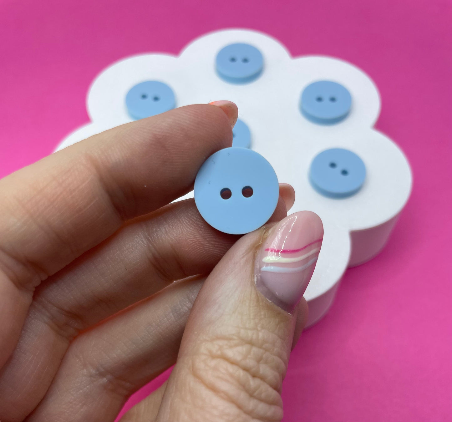 Sweet Pastel Candy Floss Blue Buttons (round, heart and flower)