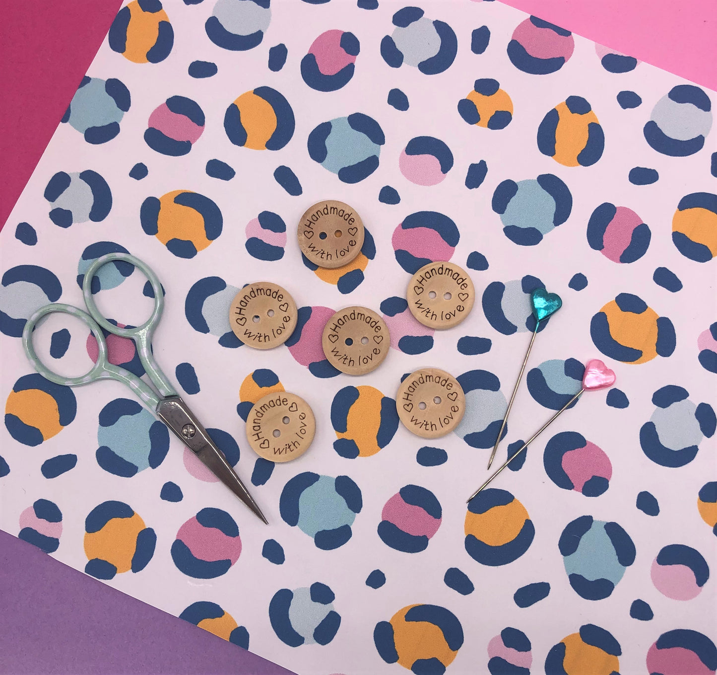 Handmade with love wooden buttons