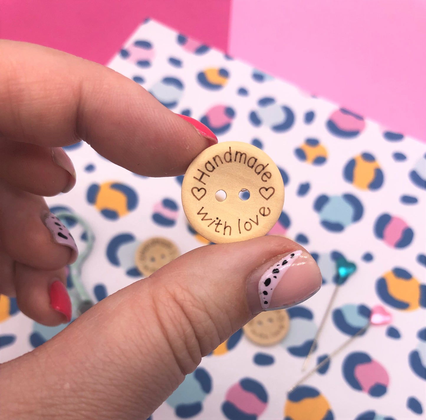 Handmade with love wooden buttons