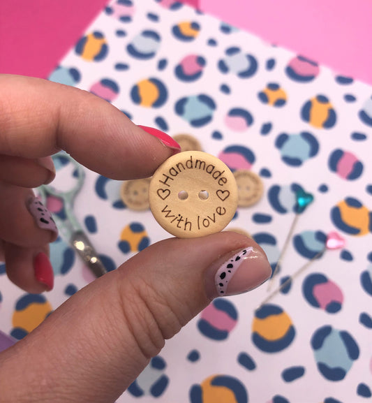 Handmade with love wooden buttons