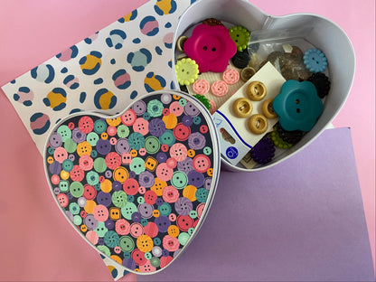 Button Tin- Heart shape