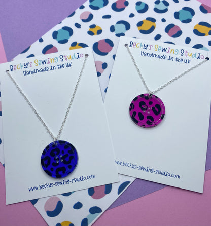 Leopard Print Button Necklace