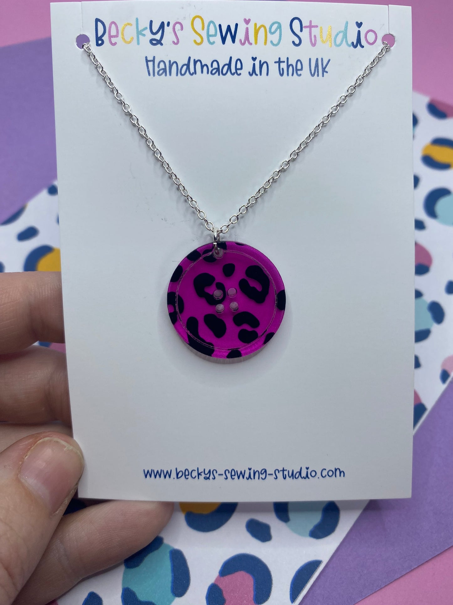 Leopard Print Button Necklace