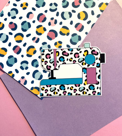 Leopard Sewing Machine vinyl sticker