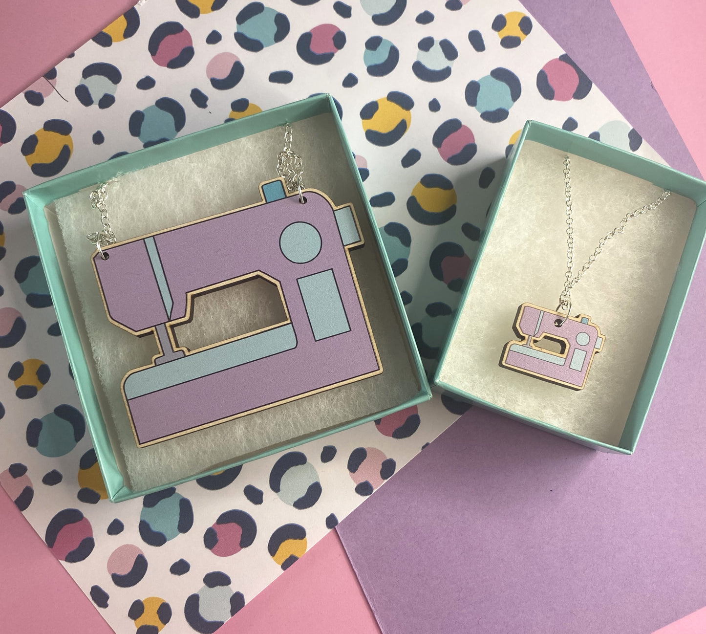 Lilac Sewing Machine Necklace- Statement and Mini