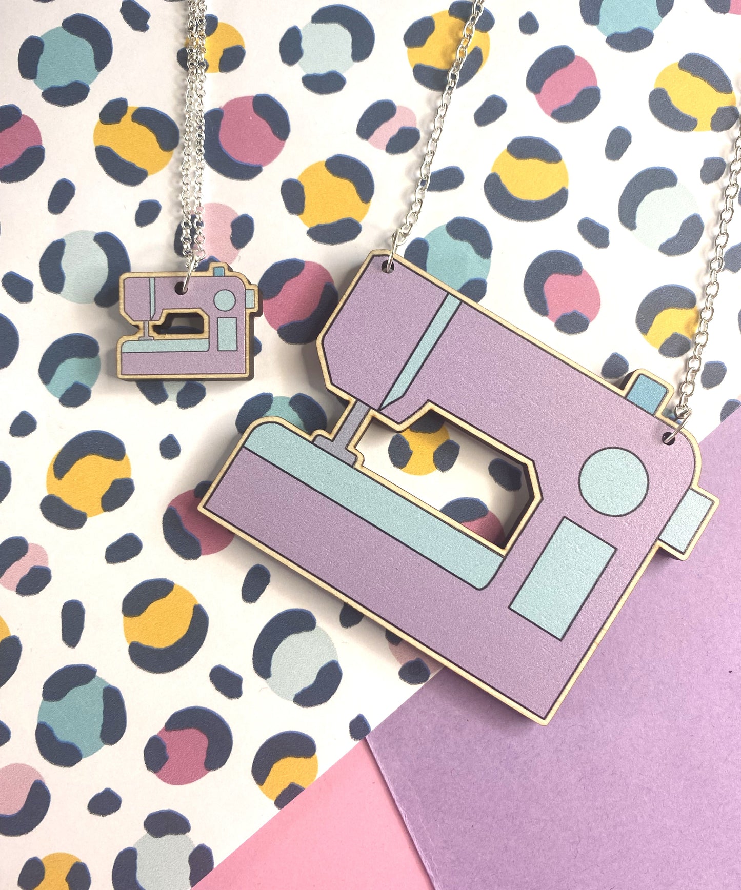 Lilac Sewing Machine Necklace- Statement and Mini