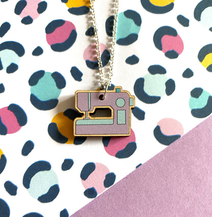 Lilac Sewing Machine Necklace- Statement and Mini