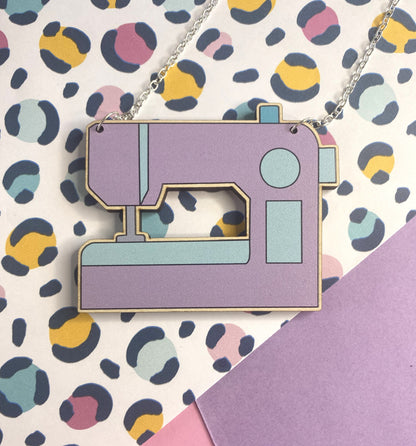 Lilac Sewing Machine Necklace- Statement and Mini