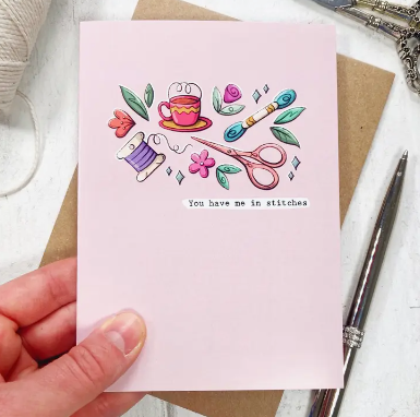 You have me in stitches greeting card