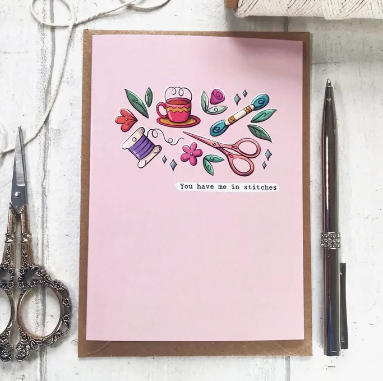 You have me in stitches greeting card